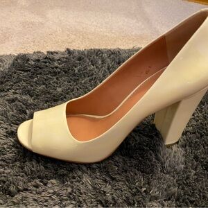 Elegant Cream Peep-Toe Heels